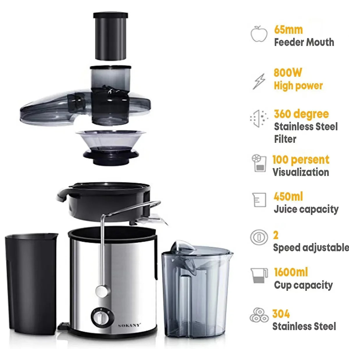 Vintura 800W Dual-Speed Juice Extractor